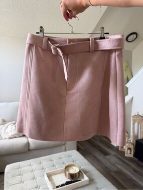 Zara Blush Pink Mini suede Skirt with Belt new with tags